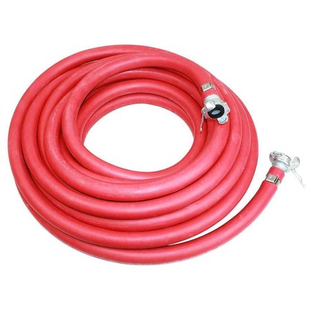 INTERSTATE PNEUMATICS 3/4 Inch x 50 ft 300 PSI Jack Hammer Red Rhino Rubber Hose with Steel Hose HJ19-050-HC